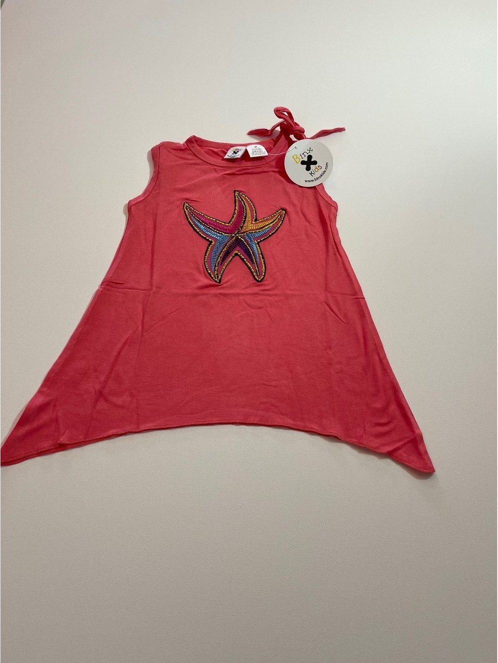 Binx Kids 2T Coral Pink Sleeveless top with Colorful Starf